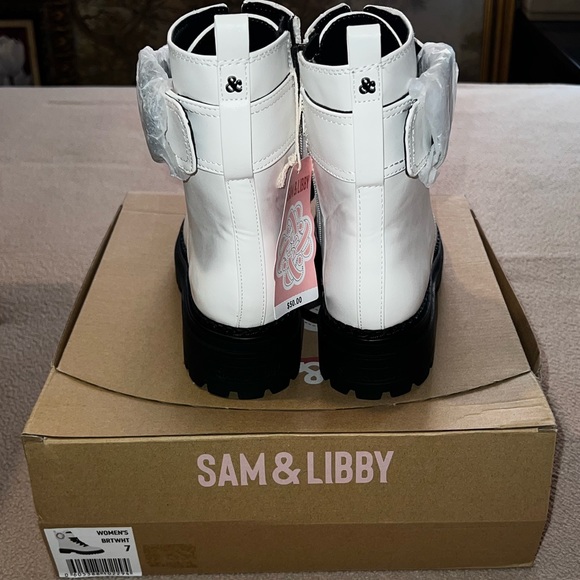 Sam & Libby Samantha Combat Boots White - Picture 7 of 8